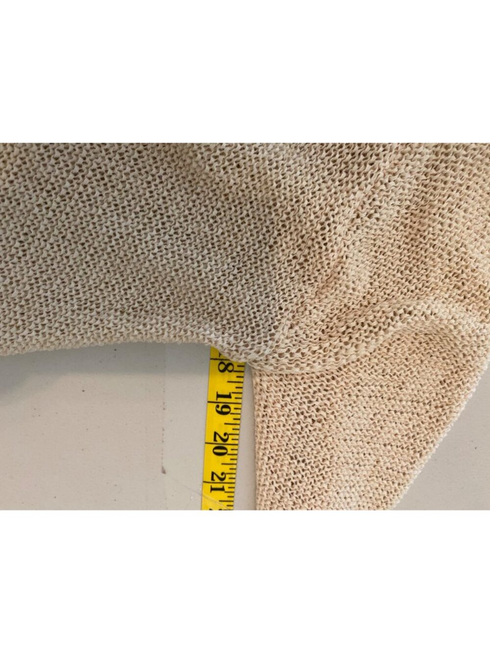 Lovestitch Open-Front Beige Cardigan Fringe Hem Medium Cotton Blend - Picture 9 of 11